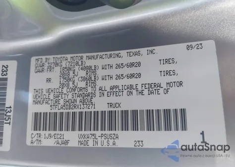 2024 Toyota Tundra Sr5 from USA, damaged, VIN 5TFLA5DB2RX137271